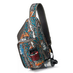 A gray Orvis sling pack designed for fly-fishing, featuring multiple storage compartments and oa water bottle holder.