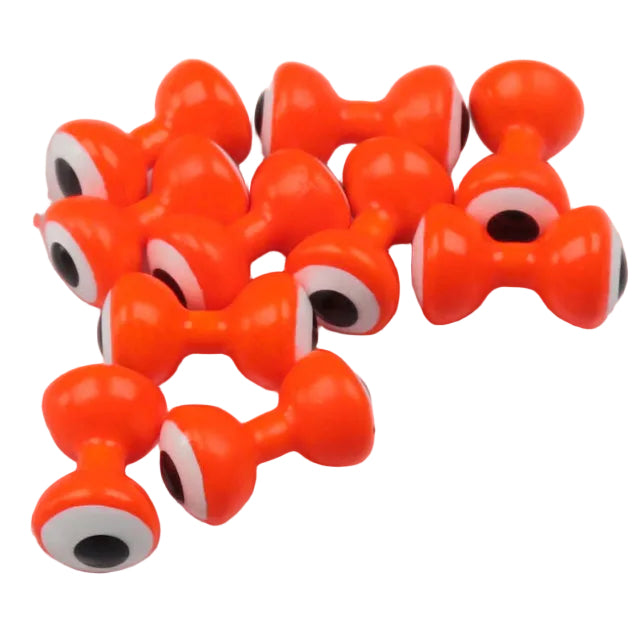 Orange Hareline Double Pupil Lead Eyes with black and white centers on a white background