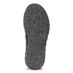 A pair of Orvis women's wading boots with felt soles, featuring a full synthetic leather upper in gray and black, with a scratch rubber toe and a heavy-duty rubber toe bumper.