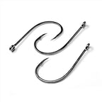 A group of three Gamakatsu SL12S Big Game Fly Hook - Tin Plated on a white background 