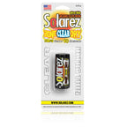 A product packaging for Solarez Bone Clear Dry UV Resin, featuring a bottle with an applicator brush, details of the product usage and curing process, and the brand logo.