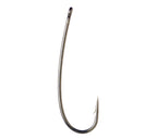 A single bronze-colored Daiichi 1260 curved fly fishing hook with a curved hook point and a small barb.