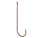 A close-up of a single Daiichi 1750 fly fishing hook with a bronze finish.