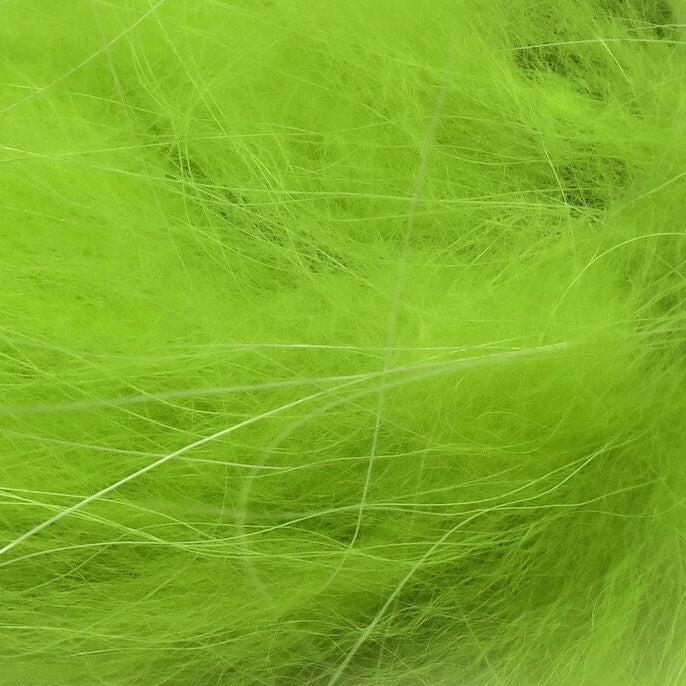 Close-up of bright green Hareline Finn Raccoon Zonker