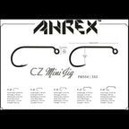Arhex CZ Mini Jig fishing hook specifications on a white background