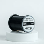 Spool of black GSP thread with 'veevus' branding on a white background