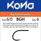 Kona Big Game Hunter fishing hook packaging with product details.