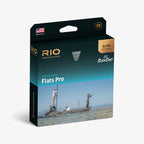 Packaging for RIO Elite Flats Pro fishing line featuring a picture of two people fishing from a boat and the line in detail.