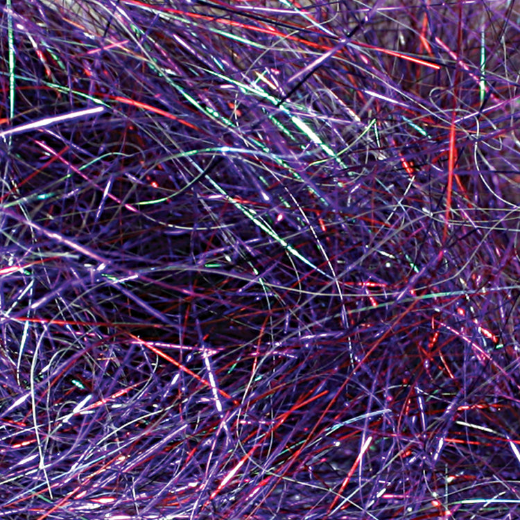 A close-up of Larva Lace Angel Dubbing, showing its detailed and textured appearance in multiple colors, primarily purple and red.