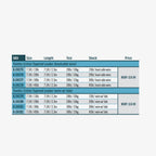 Product catalog page with Toothy Critter tapered leader specifications on a white background