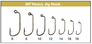 A family picture of the Daiichi 4640 jig hook with a limerick bend, heavy wire, long shank, and bent 60 degrees, intended for use in fly fishing.