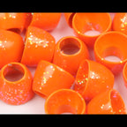 Orange Hareline Tube Cone Heads on a white background