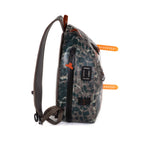 Camo Fishpond Thunderhead Submersible Sling Pack with orange accents on a white background