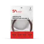 Packaging for SA Absolute Predator Figure 8 Wire Leader, predominantly featuring a clear plastic bag with red and white branding, and a length specification of 30 inches.