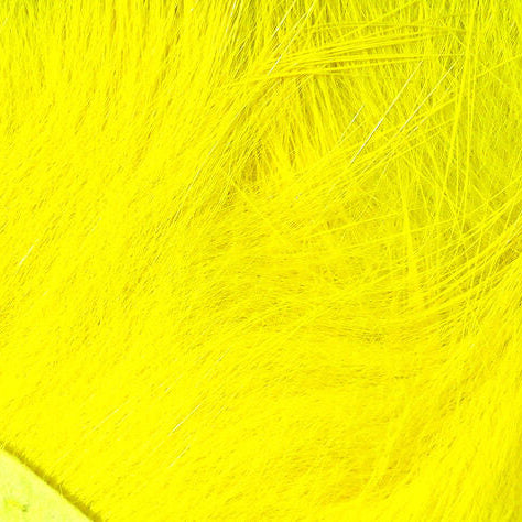 Close-up of bright yellow Hareline 1/8" Crosscut Rabbit Strips