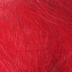 Close-up of red Hareline 1/8" Crosscut Rabbit Strips