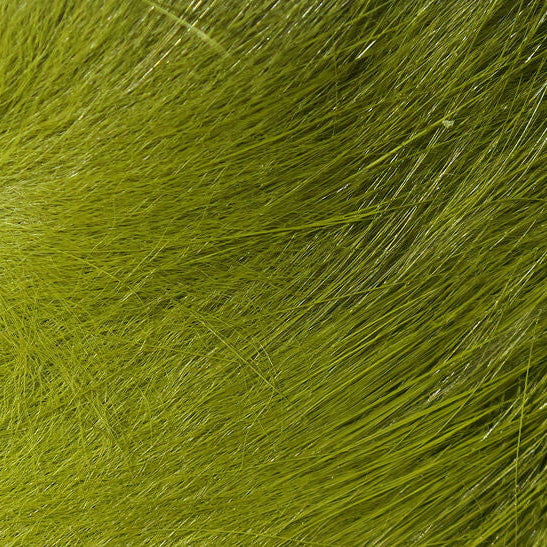 Close-up of green Hareline 1/8" Crosscut Rabbit Strips
