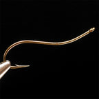 A single bronze-colored Daiichi 1770 swimming nymph fishing hook with a curved hook point and a small barb.