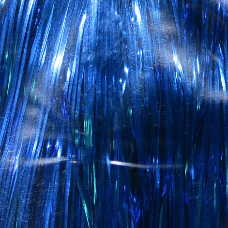 Close-up of blue Hedron Flashabou with a glittery texture