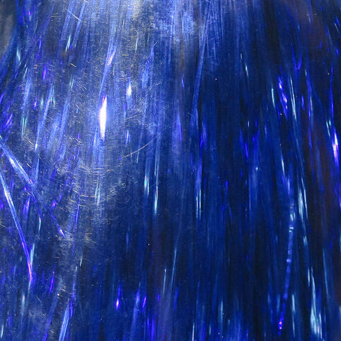 Close-up of blue Hedron Flashabou with a sparkling effect