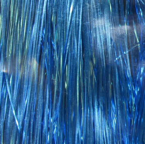 Close-up of blue tinsel strands