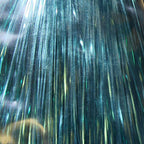 Close-up of metallic blue tinsel strands