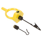 A yellow and black Loon Gator Grip Dubbing Spinner with a flat jaw and a ring-shaped hook.