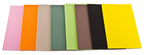 Assorted colors of Hareline Thin Fly Foam sheets arranged side by side.