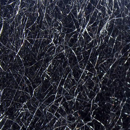 Close-up of black Hareline Hare's Ear Plus Dub with visible fibers