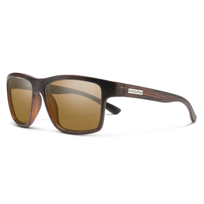 A pair of sunglasses with a camo frame and polarized lenses.
