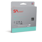 Packaging for SA Scientific Anglers Spey Lite Integrated Scandi fishing line with product information and weight selection criteria displayed.