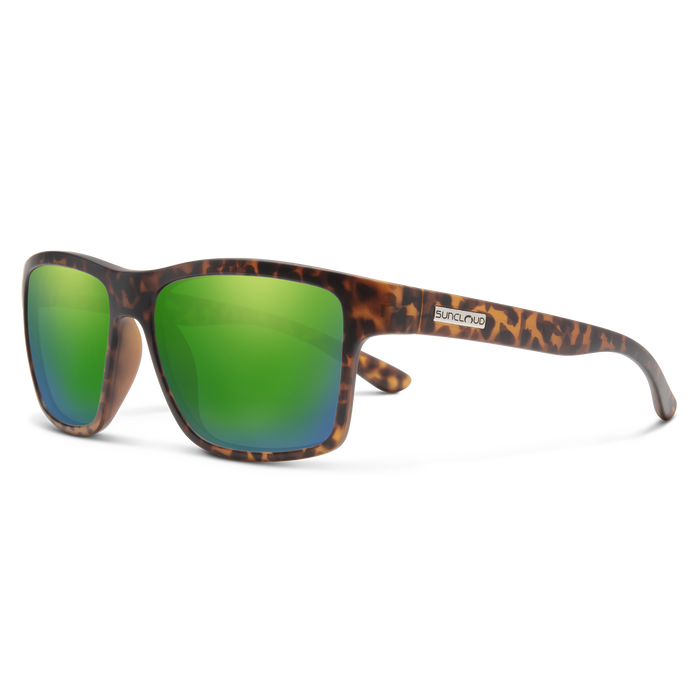 A pair of sunglasses with a camo frame and polarized lenses.