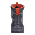Gray Simms MEN's Freestone Wading Boot - Rubber Soles with orange accents on a white background