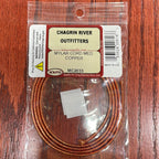 Packaged Wapsi Mylar Cord in silver color, intended for use in fly tying, with Chagrin River Outfitters branding visible.