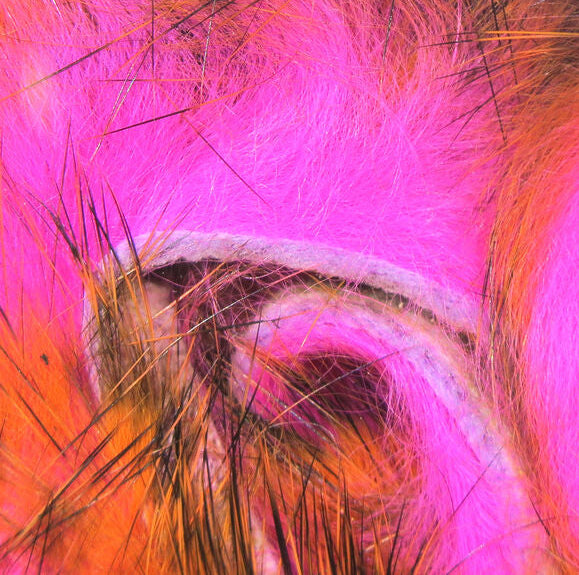 Pink and orange Hareline Tiger Barred 1/4" Magnum Rabbit Strips