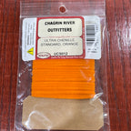 Packaged Wapsi Ultra Chenille Standard fly tying material in orange color, labeled with brand and product information.