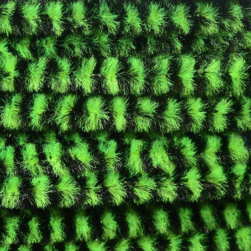 Close-up of green Hareline Variegated Medium Chenille