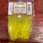 Packaged Wapsi Mallard Barred Flank in yellow, select size for fly tying, visible through a clear plastic bag with a red and white label.