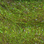 Close-up of green and brown ice dub fibers