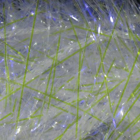 Close-up of green and clear Hareline Large Sized UV Polar Chenille