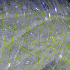 Close-up of green and clear Hareline Large Sized UV Polar Chenille