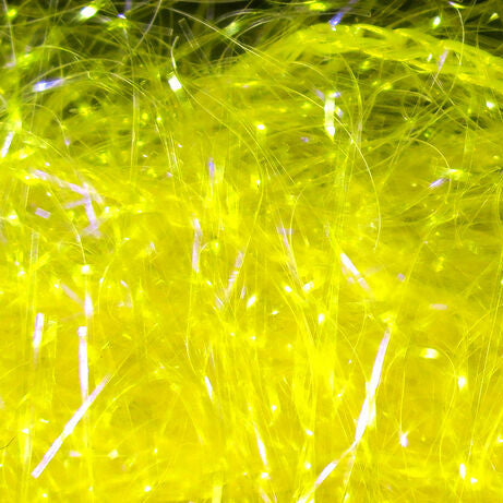 Close-up of yellow Hareline Large Sized UV Polar Chenille