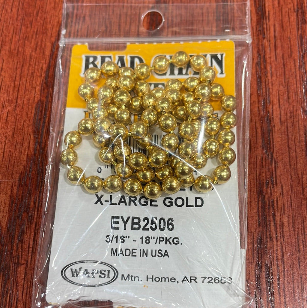 Packaged bead chain eyes for fly tying, available in gold and silver colors, displayed on a fly tying kit card.