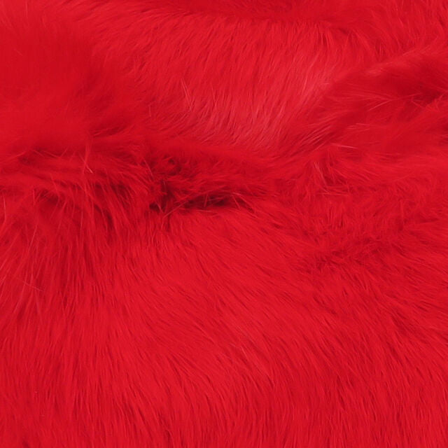Close-up of bright red Hareline Zonker Cut Hide