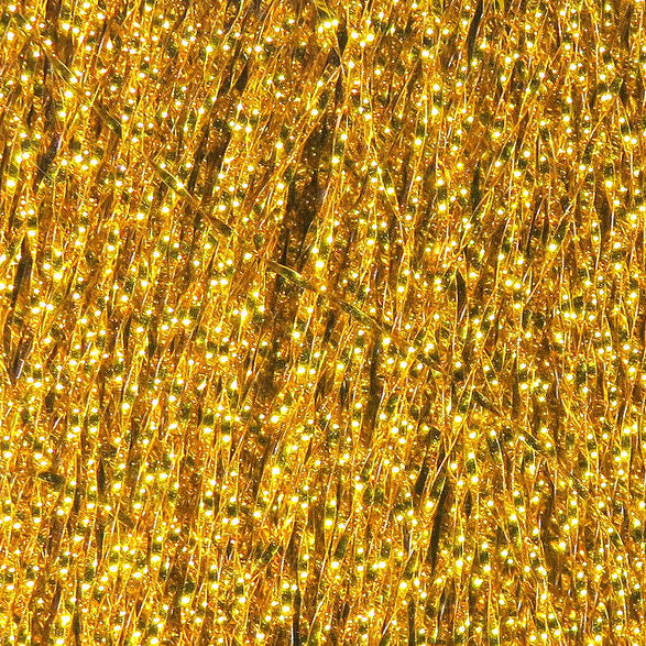 Close-up of gold Hareline Krystal Flash
