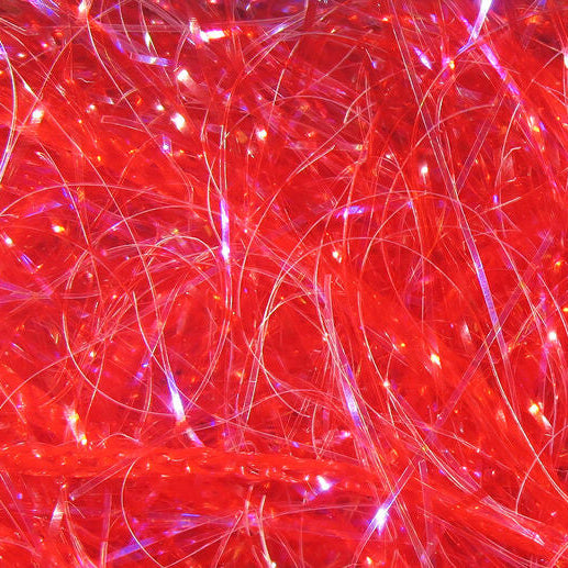 Close-up of red and pink Hareline Large Sized UV Polar Chenille
