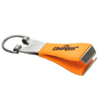Orange Umpqua brand nippers with metal components on a white background