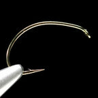 A close-up of a single Daiichi 1130 Wide Gap Scud Hook with a bronze finish.
