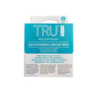Packaging of Fishpond TruZip High Performance Lubricant Wipes, featuring product information and branding.