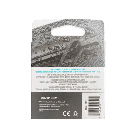 Packaging of Fishpond TruZip High Performance Lubricant Wipes, featuring product information and branding.